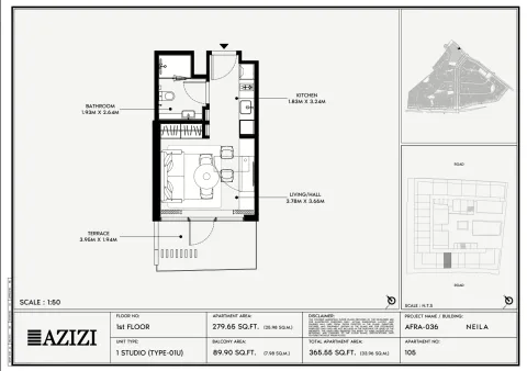 Floor plan, Studio, 365 sq ft
