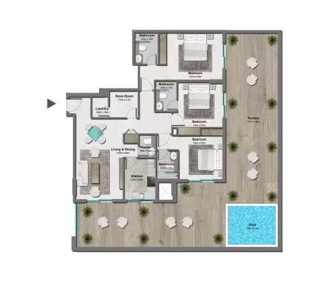 Floor plan, 3 Beds, 2,826 sq ft