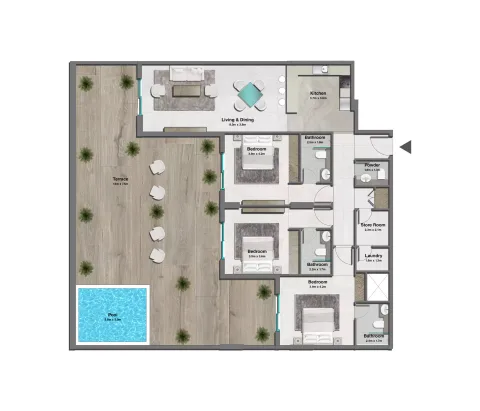 Floor plan, 3 Beds, 3,052 sq ft