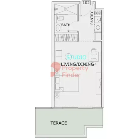 Floor plan, Studio, 518 sq ft