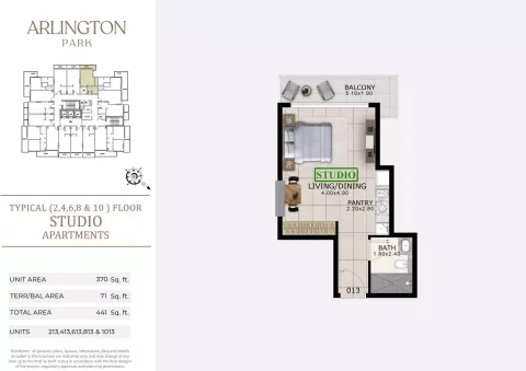 Floor plan, Studio, 441 sq ft