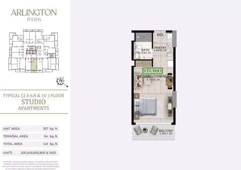 Floor plan, Studio, 421 sq ft