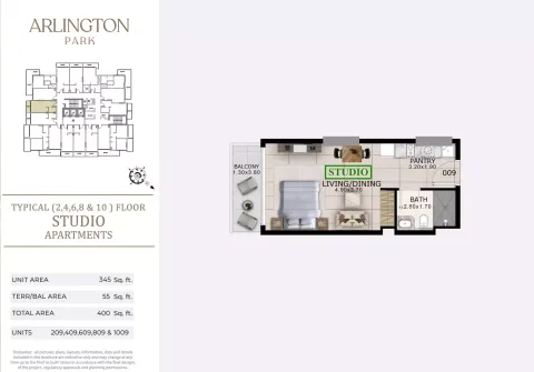 Floor plan, Studio, 400 sq ft