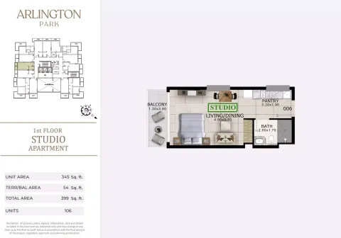 Floor plan, Studio, 399 sq ft