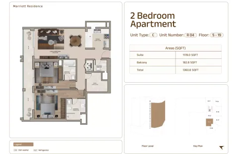 Floor plan, 2 Beds, 1,306 sq ft