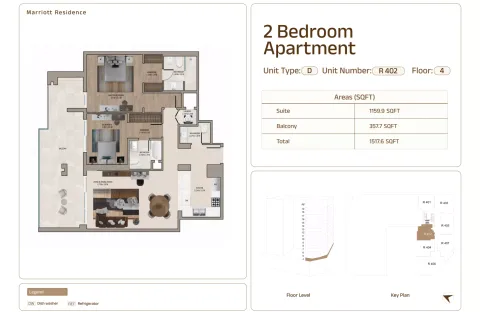 Floor plan, 2 Beds, 1,517 sq ft