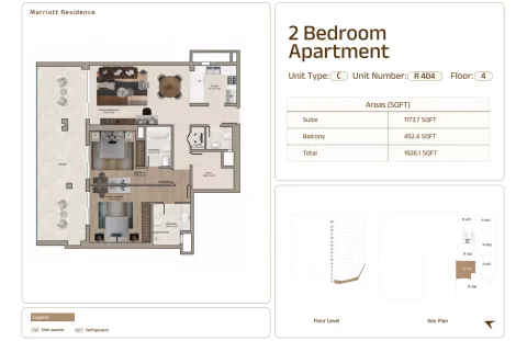 Floor plan, 2 Beds, 1,626 sq ft