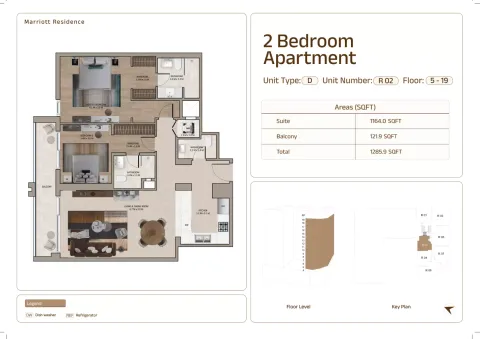 Floor plan, 2 Beds, 1,285 sq ft