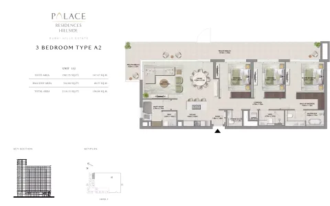 Floor plan, 3 Beds, 2,110 sq ft