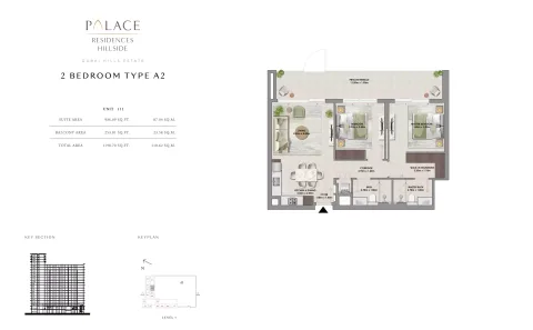 Floor plan, 2 Beds, 1,190 sq ft