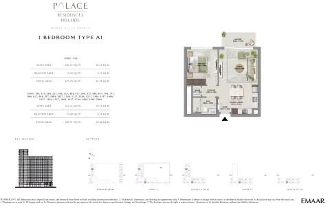 Floor plan, 1 Bed, 675 sq ft