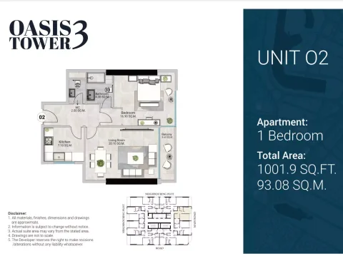 Floor plan, 1 Bed, 1,001 sq ft
