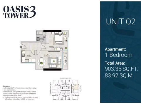 Floor plan, 1 Bed, 903 sq ft