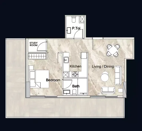 Floor plan, 1 Bed, 0 sq ft