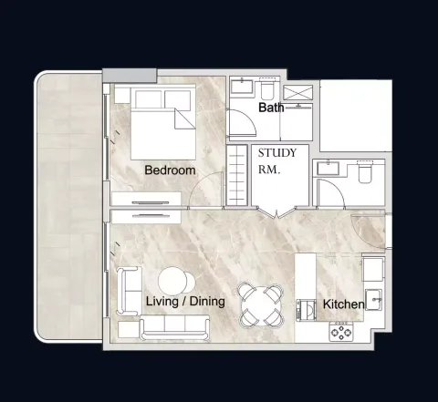 Floor plan, 1 Bed, 0 sq ft