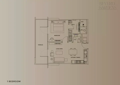 Floor plan, 1 Bed, 0 sq ft