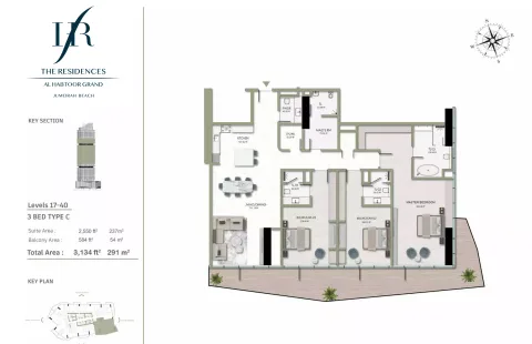 Floor plan, 3 Beds, 3,134 sq ft