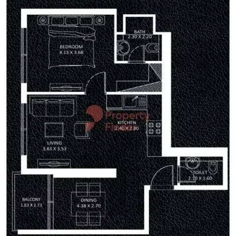 Floor plan, 1 Bed, 717 sq ft