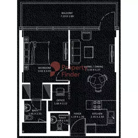 Floor plan, 1 Bed, 737 sq ft