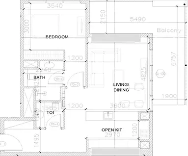 Floor plan, 1 Bed, 946 sq ft