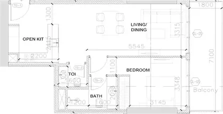 Floor plan, 1 Bed, 840 sq ft