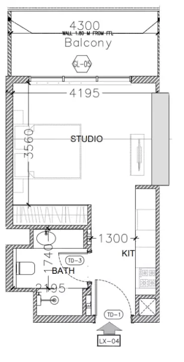 Floor plan, Studio, 418 sq ft