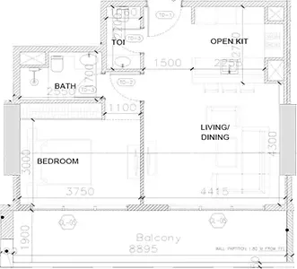 Floor plan, 1 Bed, 806 sq ft