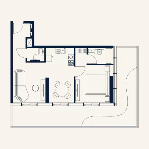 Floor plan, 1 Bed, 0 sq ft