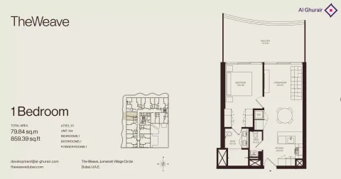 Floor plan, 1 Bed, 860 sq ft