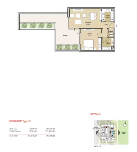 Floor plan, 1 Bed, 1,148 sq ft