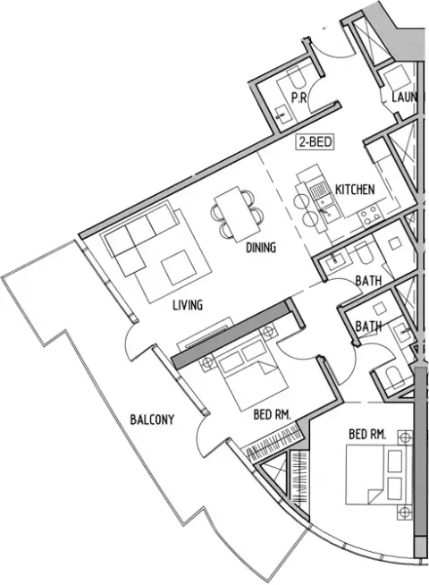 Floor plan, 2 Beds, 1,319 sq ft