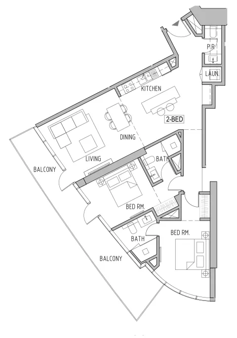 Floor plan, 2 Beds, 1,338 sq ft