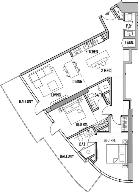 Floor plan, 2 Beds, 1,346 sq ft