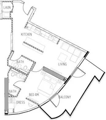 Floor plan, 1 Bed, 943 sq ft