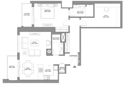 Floor plan, 1 Bed, 1,179 sq ft