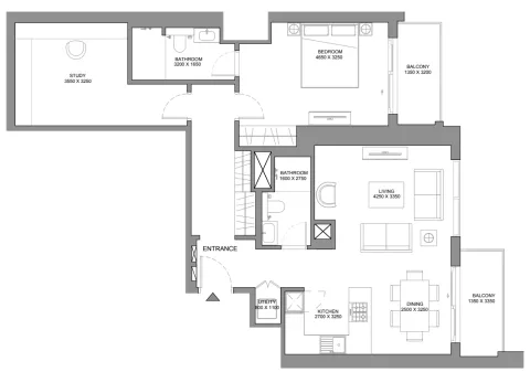 Floor plan, 1 Bed, 1,145 sq ft