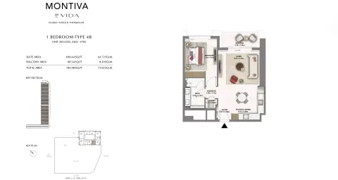 Floor plan, 1 Bed, 785 sq ft
