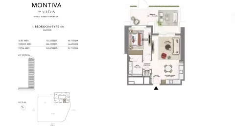 Floor plan, 1 Bed, 999 sq ft