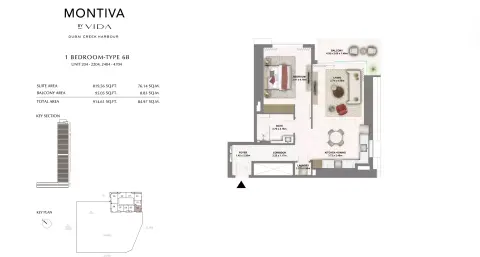 Floor plan, 1 Bed, 915 sq ft
