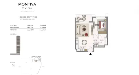 Floor plan, 1 Bed, 760 sq ft