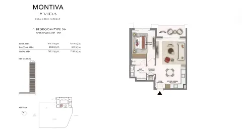 Floor plan, 1 Bed, 765 sq ft