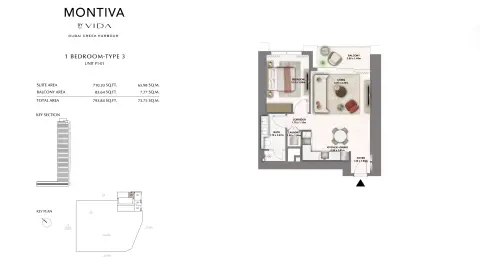 Floor plan, 1 Bed, 794 sq ft