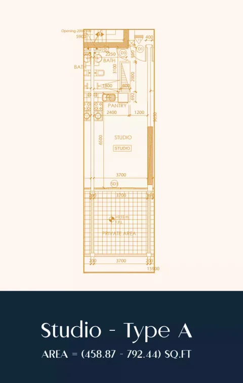Floor plan, Studio, 458 sq ft