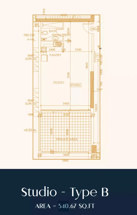 Floor plan, Studio, 540 sq ft