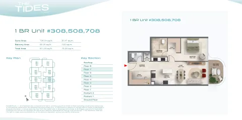 Floor plan, 1 Bed, 811 sq ft