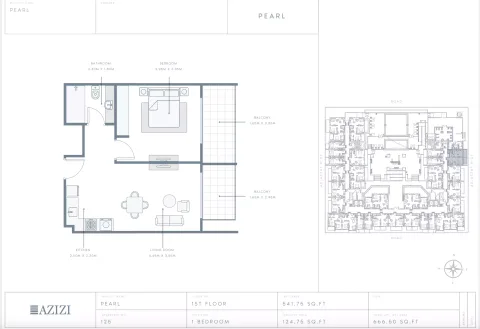 Floor plan, 1 Bed, 666 sq ft
