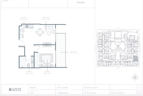 Floor plan, 1 Bed, 542 sq ft