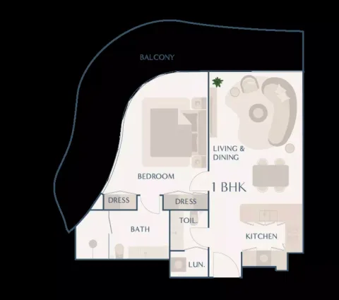 Floor plan, 1 Bed, 800 sq ft