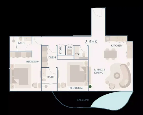 Floor plan, 2 Beds, 1,591 sq ft