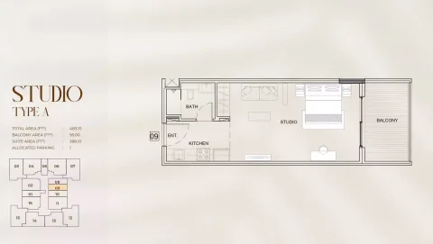 Floor plan, Studio, 483 sq ft